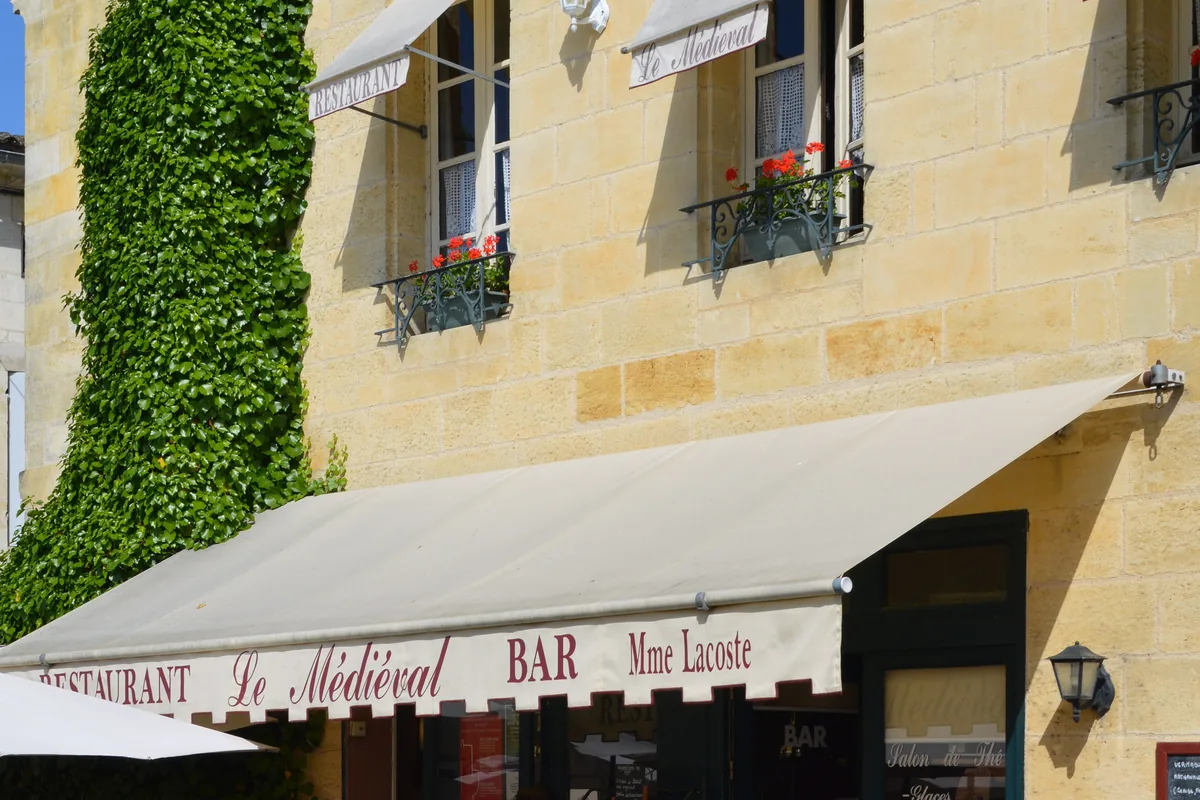 A limestone street in the medieval village of Saint-Émilion, France